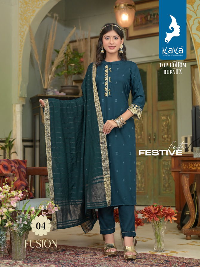 Kaya Fusion Rayon Designer Readymade Suits Catalog